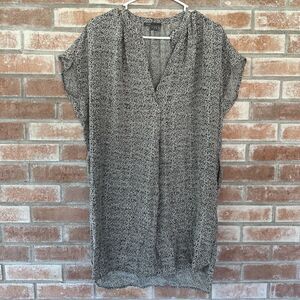 Vince 100% Silk Shift Dress Black Gray Pockets Small